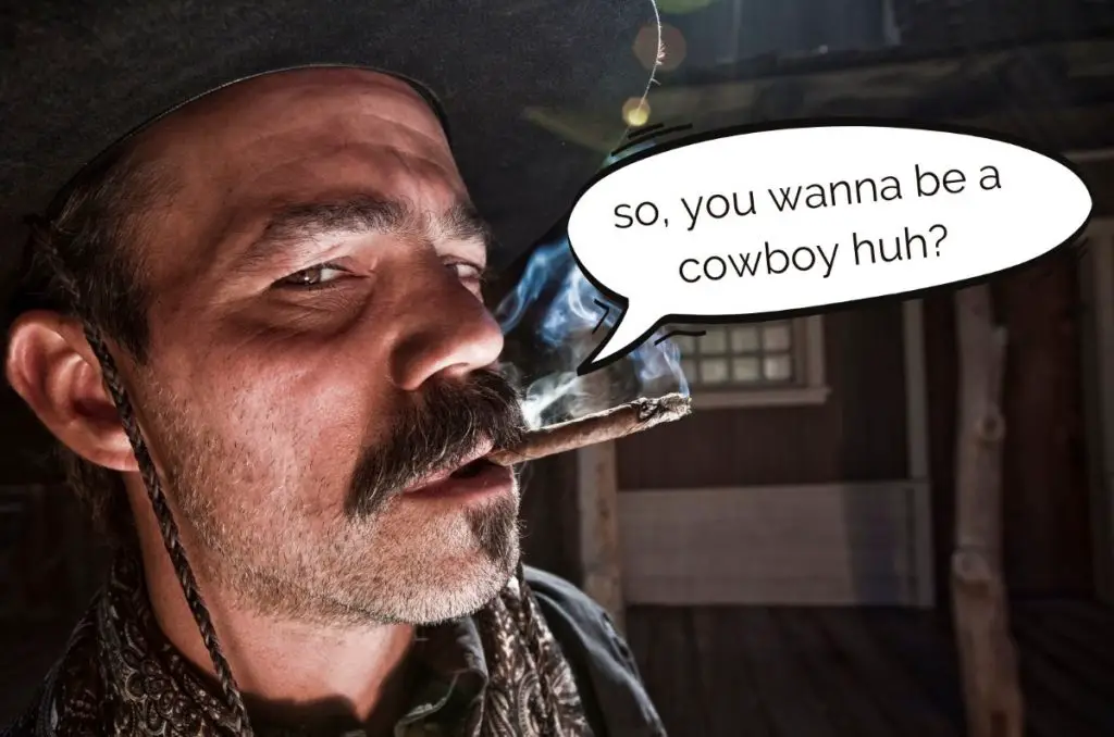 cowboy in a saloon with cigar