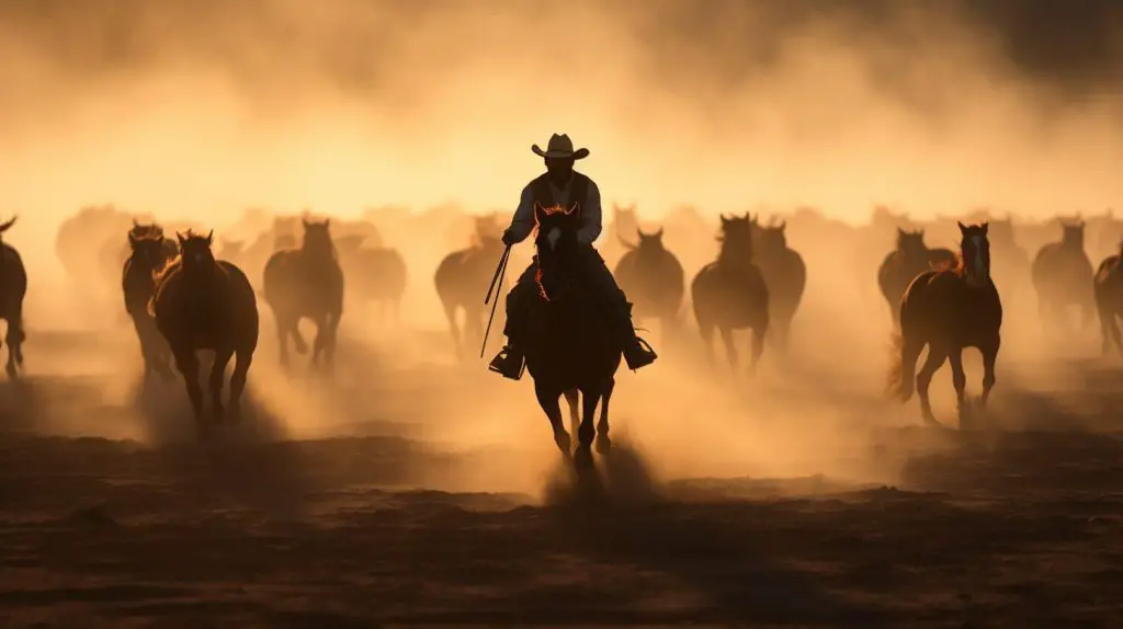 Cowboy training on horseback