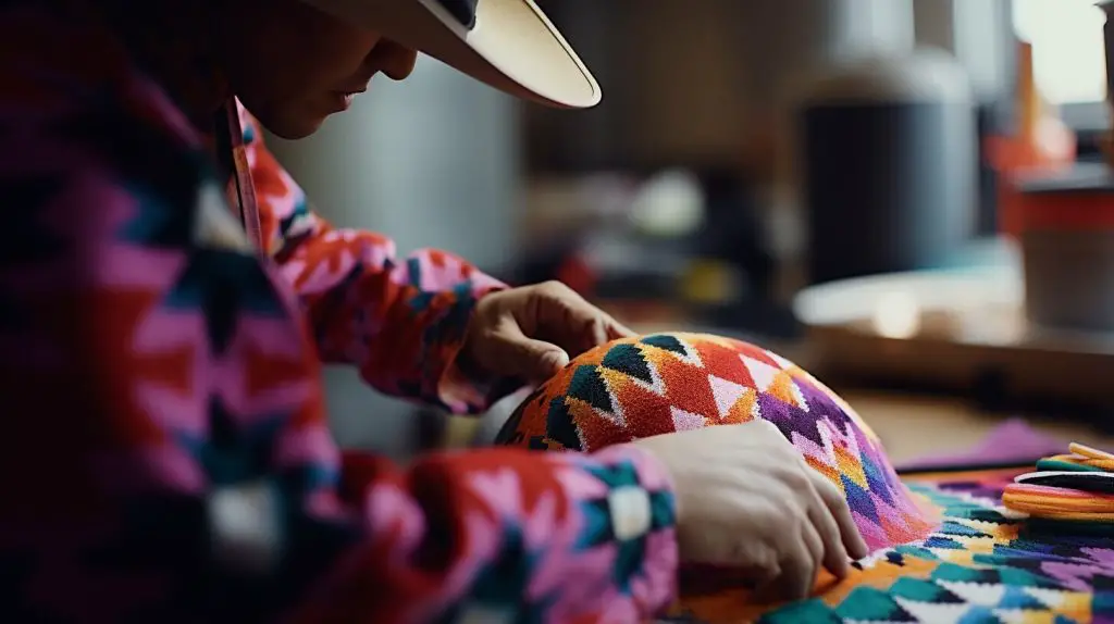 dyeing cowboy hat with geometric patterns